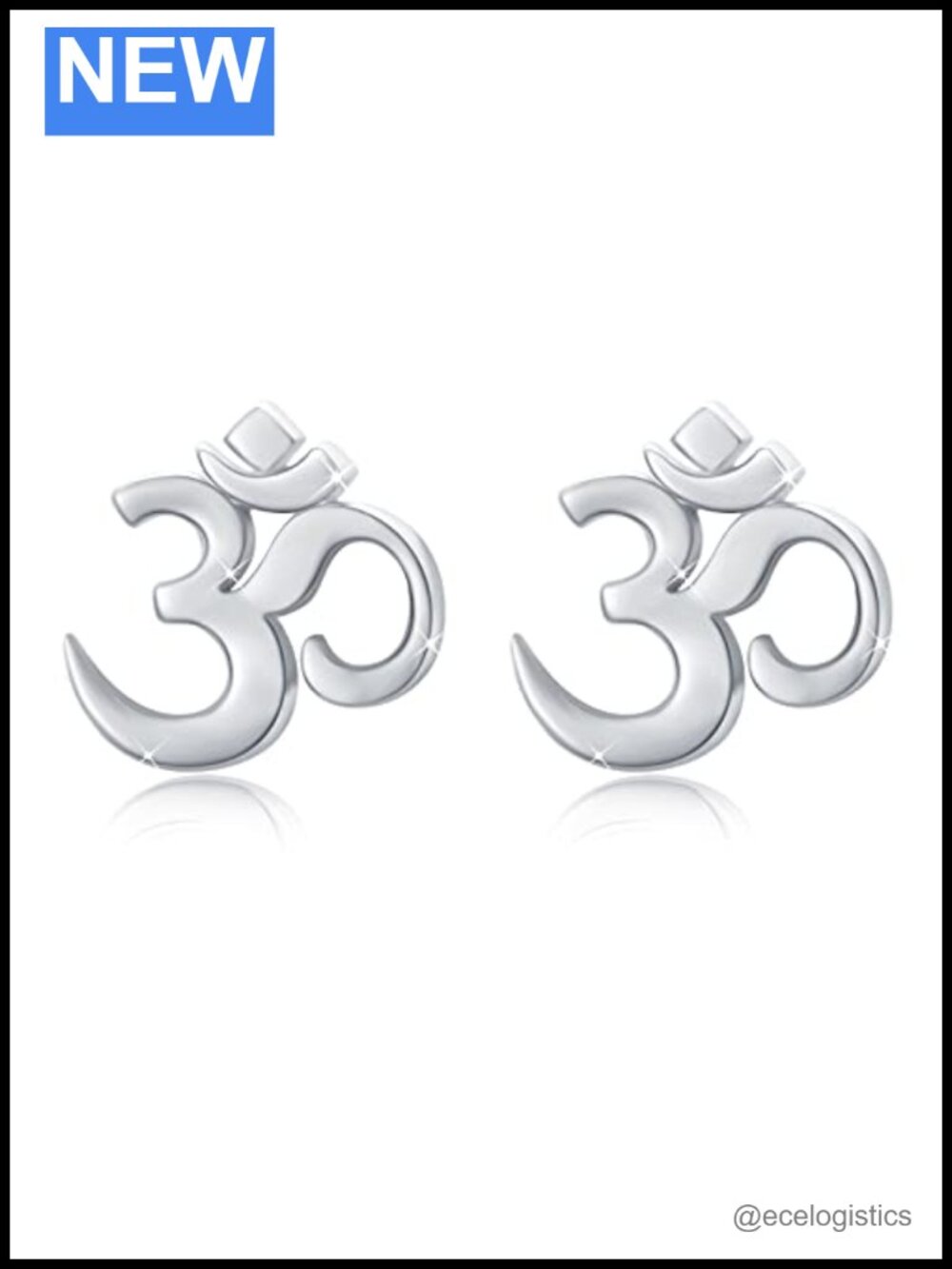 Sterling Silver Om Stud Earrings Yoga Spiritual Jewelry Gift